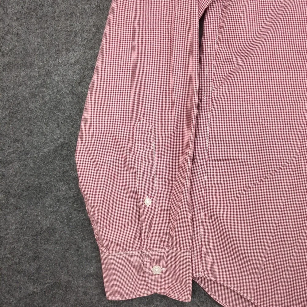 J Crew Slim Untucked Flex Washed‎ Gingham Button Down Shirt Red White Size L